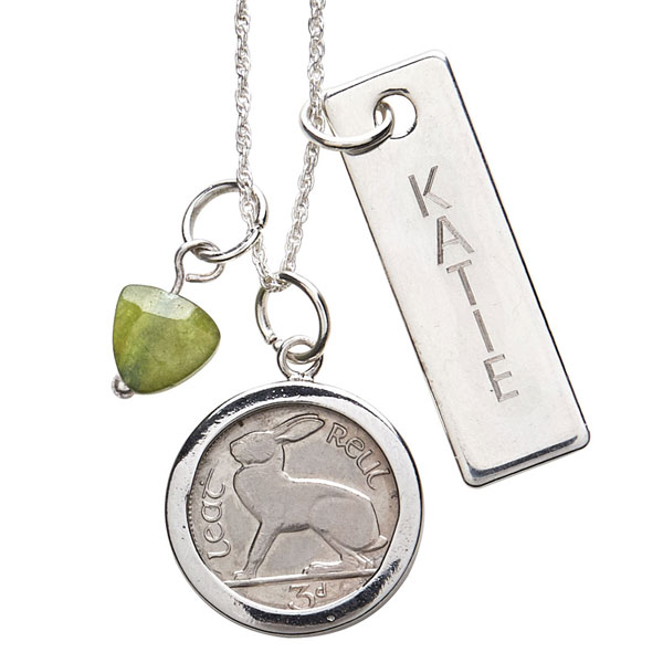 Product image for Personalized Lucky Irish 3-Pence Coin Pendant