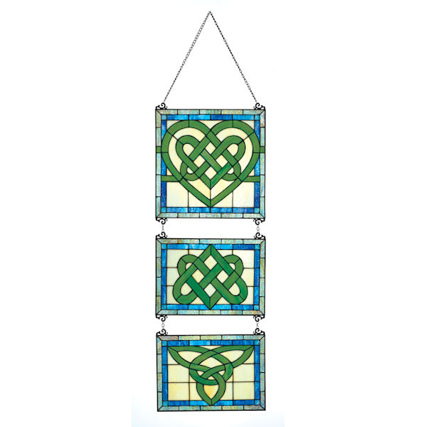 Stained Glass Celtic Hanging Triptych
