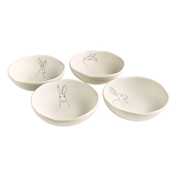 Stoneware Bunny Bowls - 4" Diameter - Set of 4