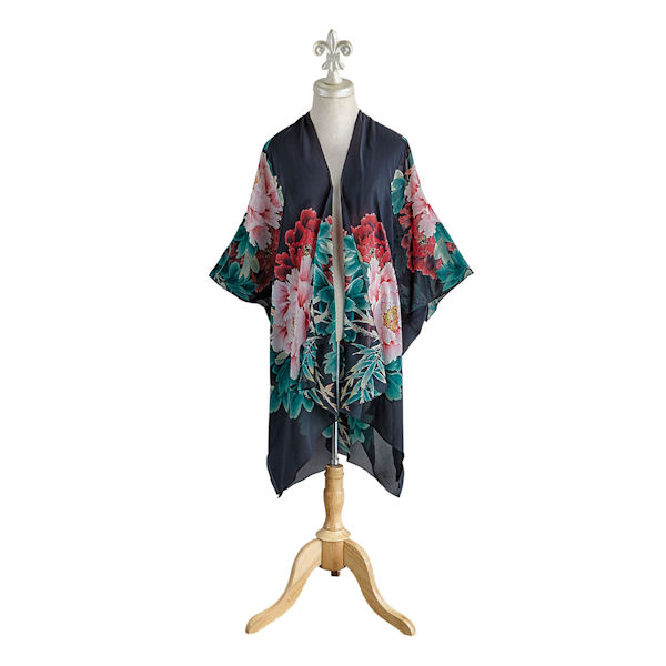 Silk Peonies Kimono Jacket