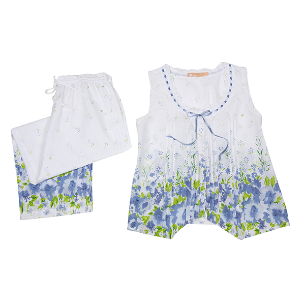 Product image for Roses Pajamas - Sleeveless Shirt & Capri Pants Set
