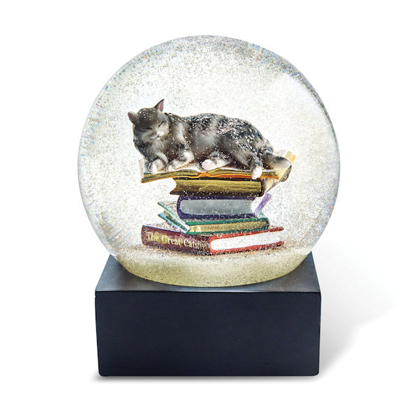 Cat on Books Snow Globe