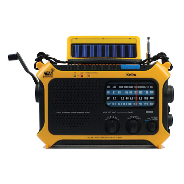 Voyager V2 AM FM Shortwave Weather Emergency Radio with Solar and Crank Yellow 
