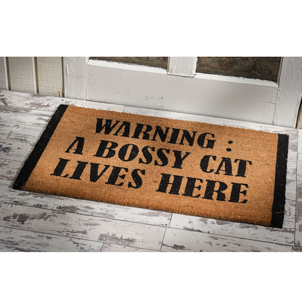 Warning: A Bossy Cat Lives Here Doormat