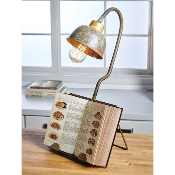 Verdigris Lamp with Book Holder