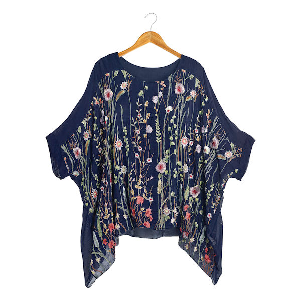 Women's Wildflowers Tunic - Embroidered Floral Top with Tank