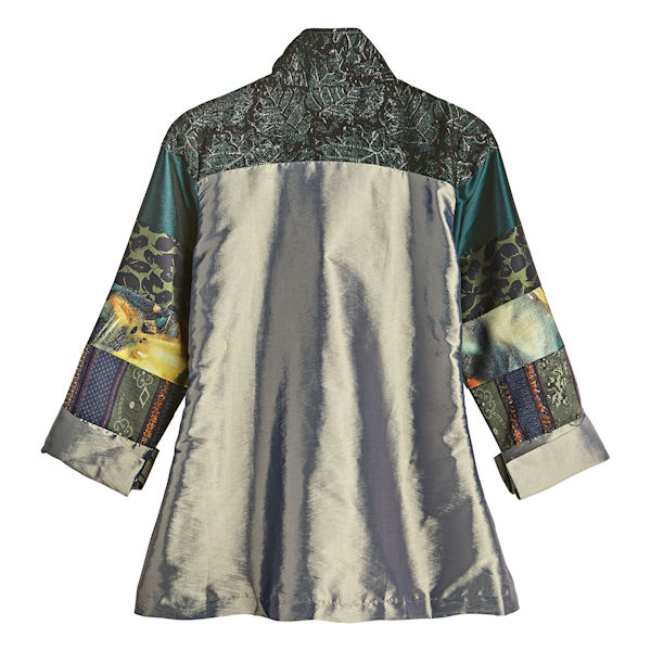 Patchwork Patterns Pleated Shimmer Jacket