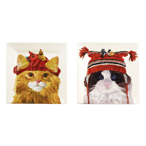Cats in Hats 5 3/4" Square Plates