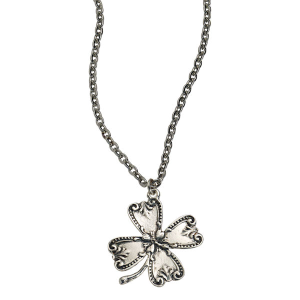 Silver-Spoon Four-Leaf Clover Necklace