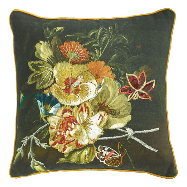 Embroidered Floral Pillows - 18" x 18"