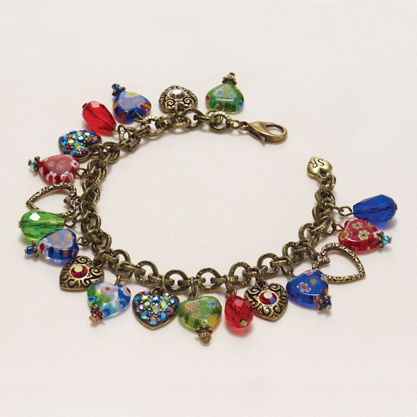 Millefiori Hearts Charm Bracelet