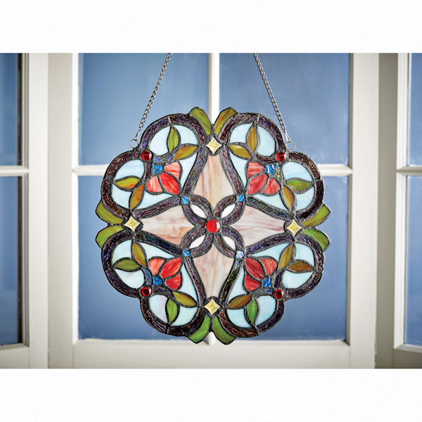 Red Trilliums Stained Glass Panel