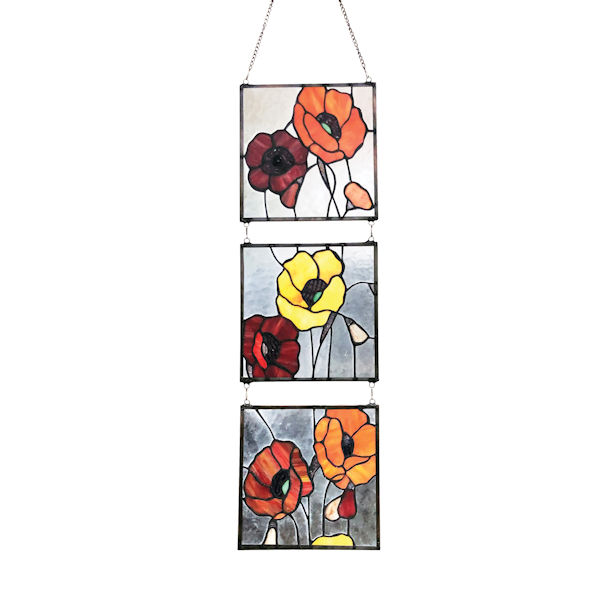 Product image for Poppies Stained Glass Panels Set