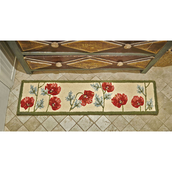 Product image for Hand-Hooked Poppies Rug