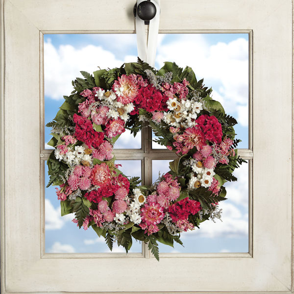 Pink and White Dried Floral Wreath