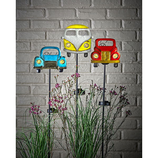 Product image for Vintage Vehicles Solar Garden Stakes - Set of 3