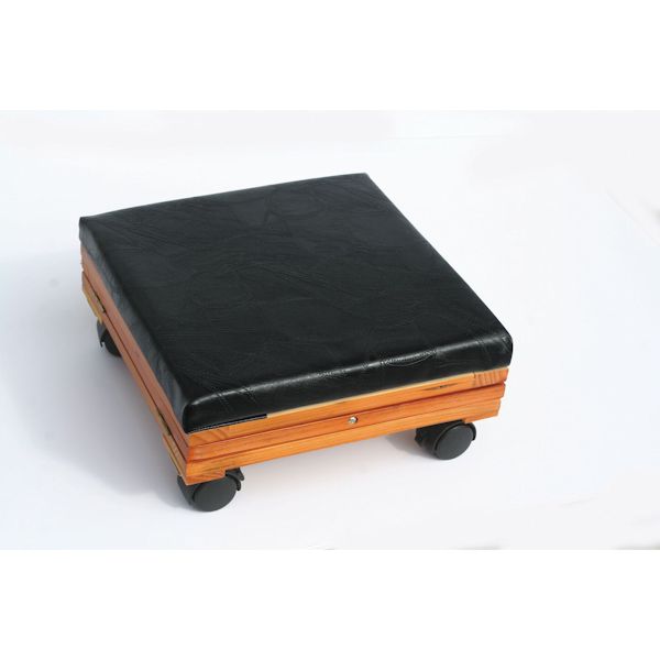 Product image for Adjustable Fold-Away Tapestry Footrest - Black Leather