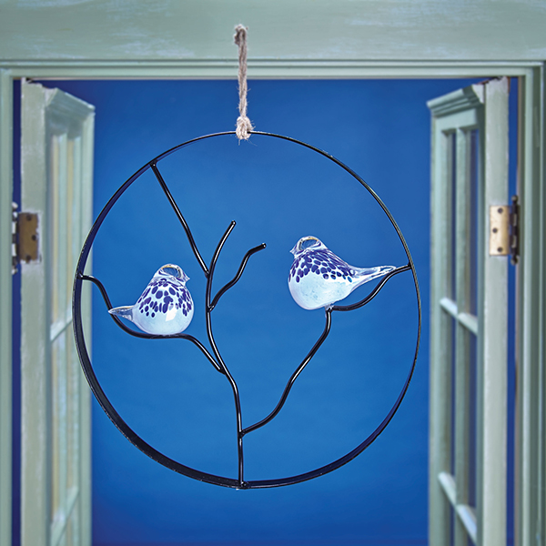 Product image for Art Glass Birds Metal Wall Hanging