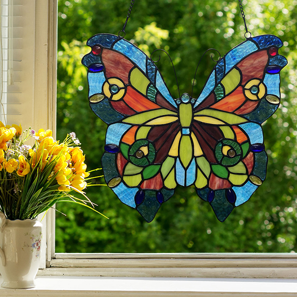 Product image for Butterfly Stained Glass Window Panel