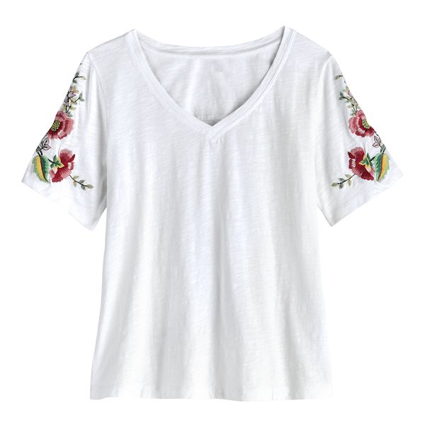 Embroidered Sleeve T-Shirt