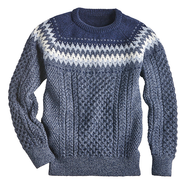 Men's Irish Jacquard Blue Sweater