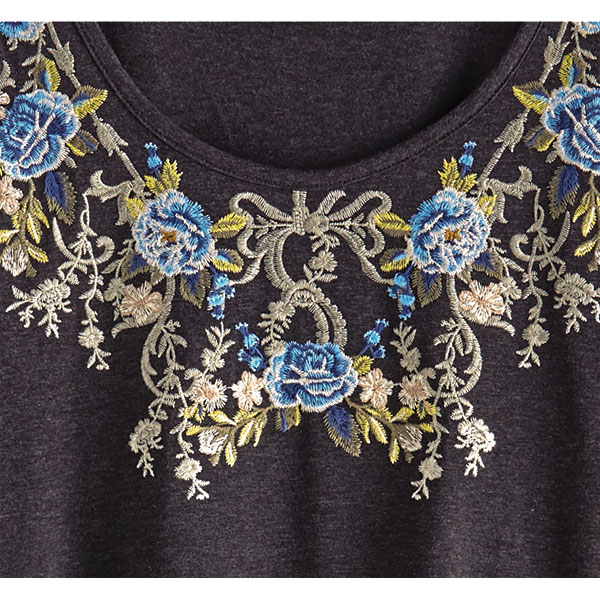 Blue Rose Embroidered Tunic