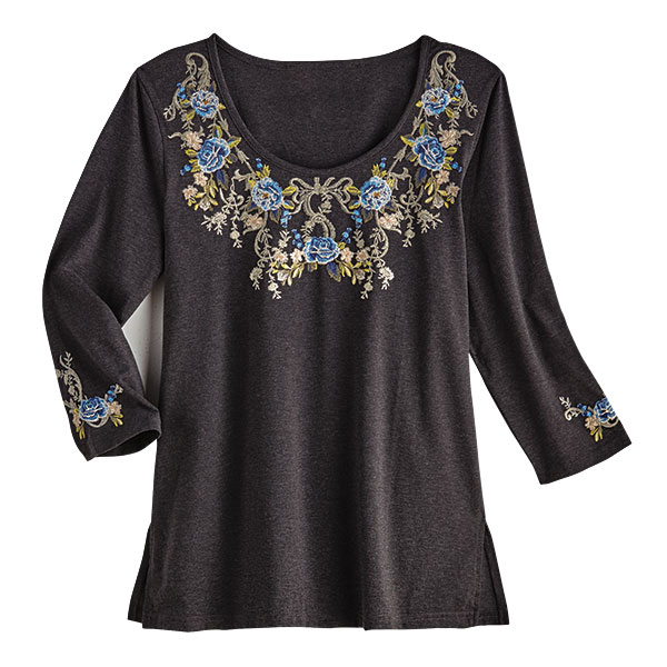 Blue Rose Embroidered Tunic