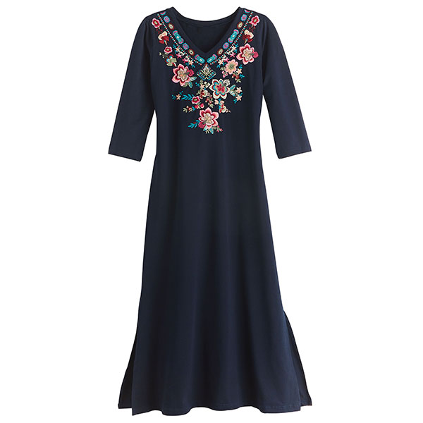 Embroidered Floral Knit Dress