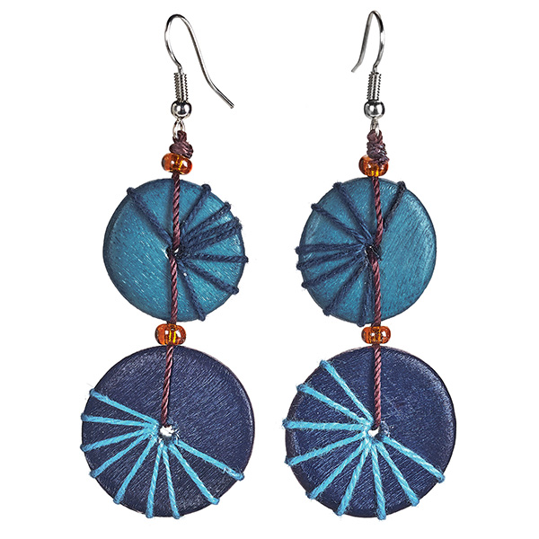 Starburst Wooden Disc Necklace and Earrings Set