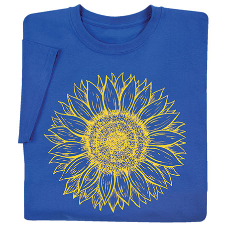 Sunflower Drawing on Royal T-T-Shirt or Sweatshirt or SweatT-Shirt or Sweatshirt