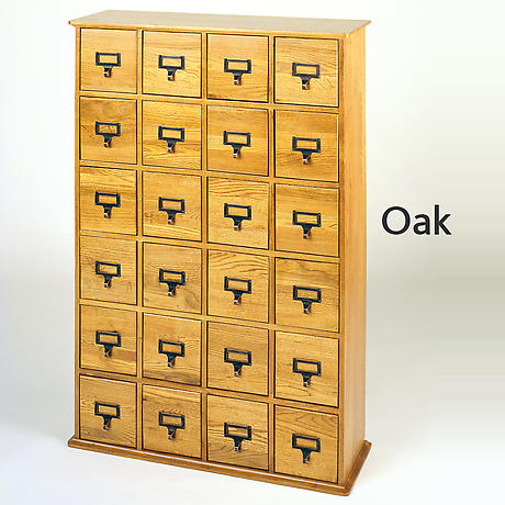 Library Catalog Media Storage Cabinet 24 Drawer Stores 288 Cds