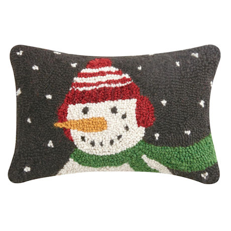 Wool Seasonal Snowman Accent Pillow