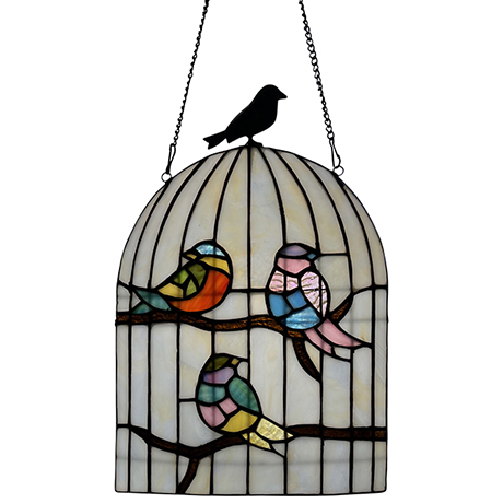 Birdcage Stained Glass Panel