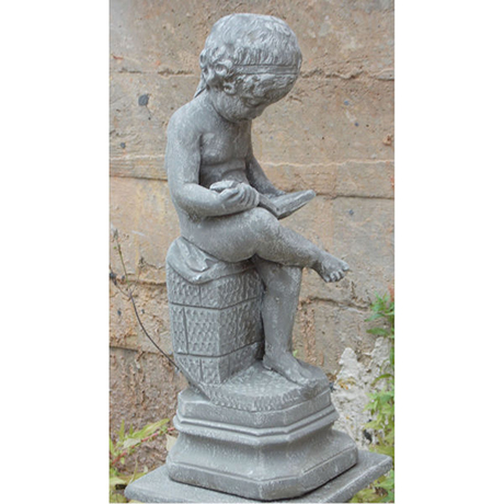 The Little Scholar Garden Sculpture and Pedestal