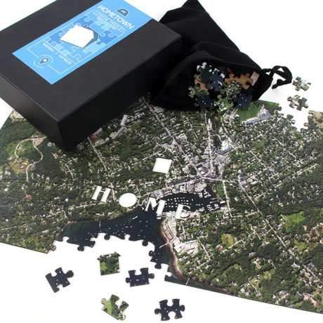 Home Sweet Home Wooden Satellite Puzzle - Centered on Your Home Address