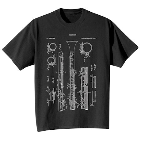 Vintage Patent Drawing Shirts - Clarinet