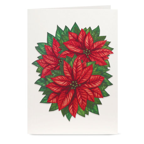 Cheerful Poinsettia Pop-Up Christmas Greeting Cards