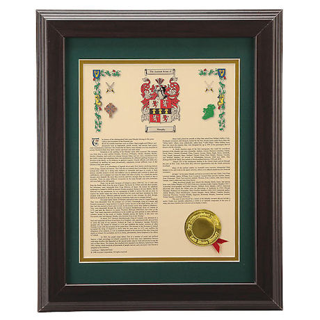 Personalized Framed Coat of Arms/Family Crest & Surname History Print Plaque
