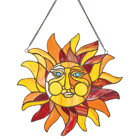 Sun Face Stained Glass Window Panel