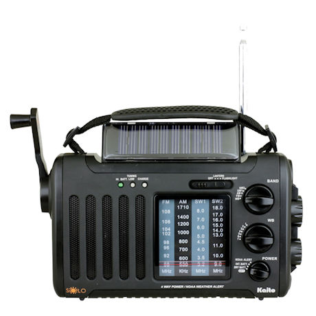 4-Way Powered Emergency Weather Alert Radio with Cell Phone Charger: Black