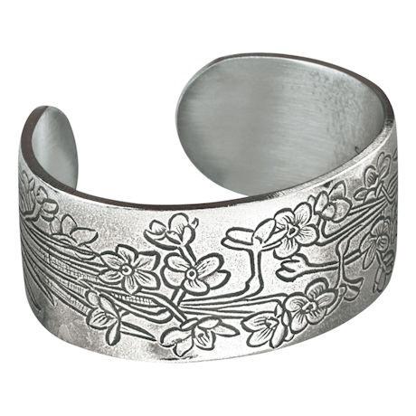 Flower of the Month Pewter Cuff Bracelets