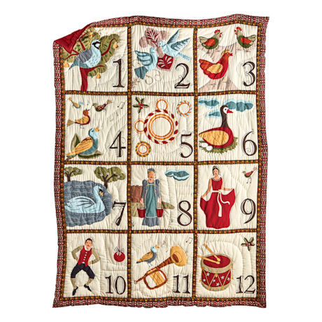 12 Days of Christmas Quilted Throw Blanket
