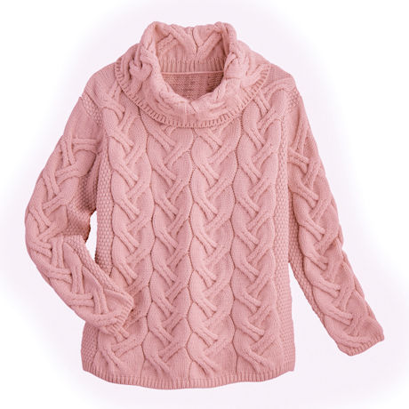 Lush Cowl Neck Aran Sweater