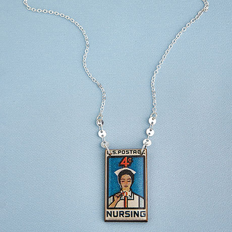 Vintage Nursing Stamp Necklace