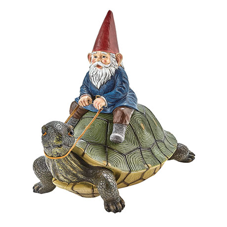 Gnome and Turtle Garden Sculpture