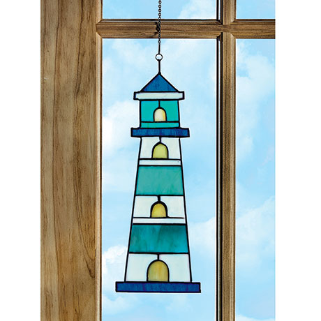 Blue Lighthouse Stained Glass