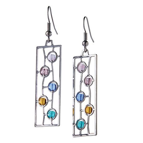 Victorian Stained-Glass Rondel Earrings