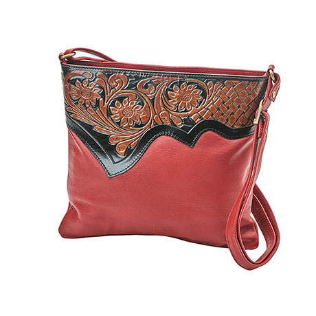 Tooled Red Leather Handbag