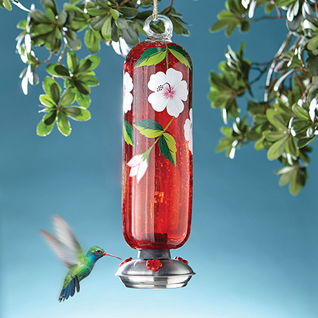 Recycled Glass Hummingbird Feeder