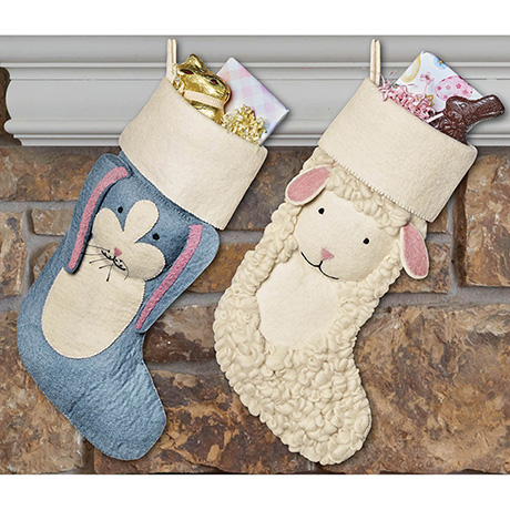 Bunny and Lamb Holiday Stockings